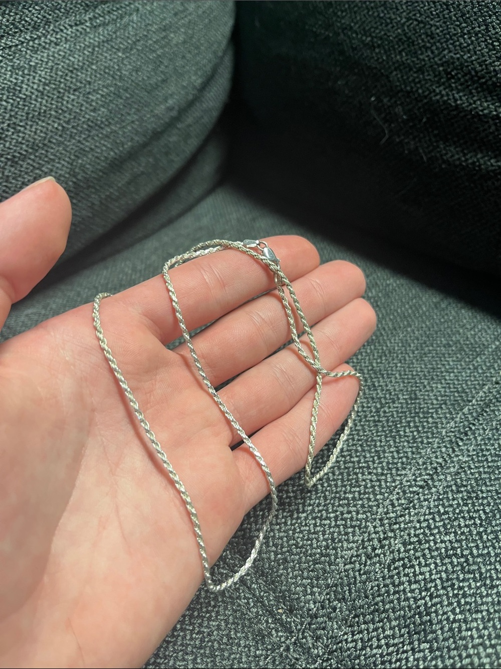 Vintage Sterling Silver Thin Rope Chain Necklace - Classic Women's Jewelry